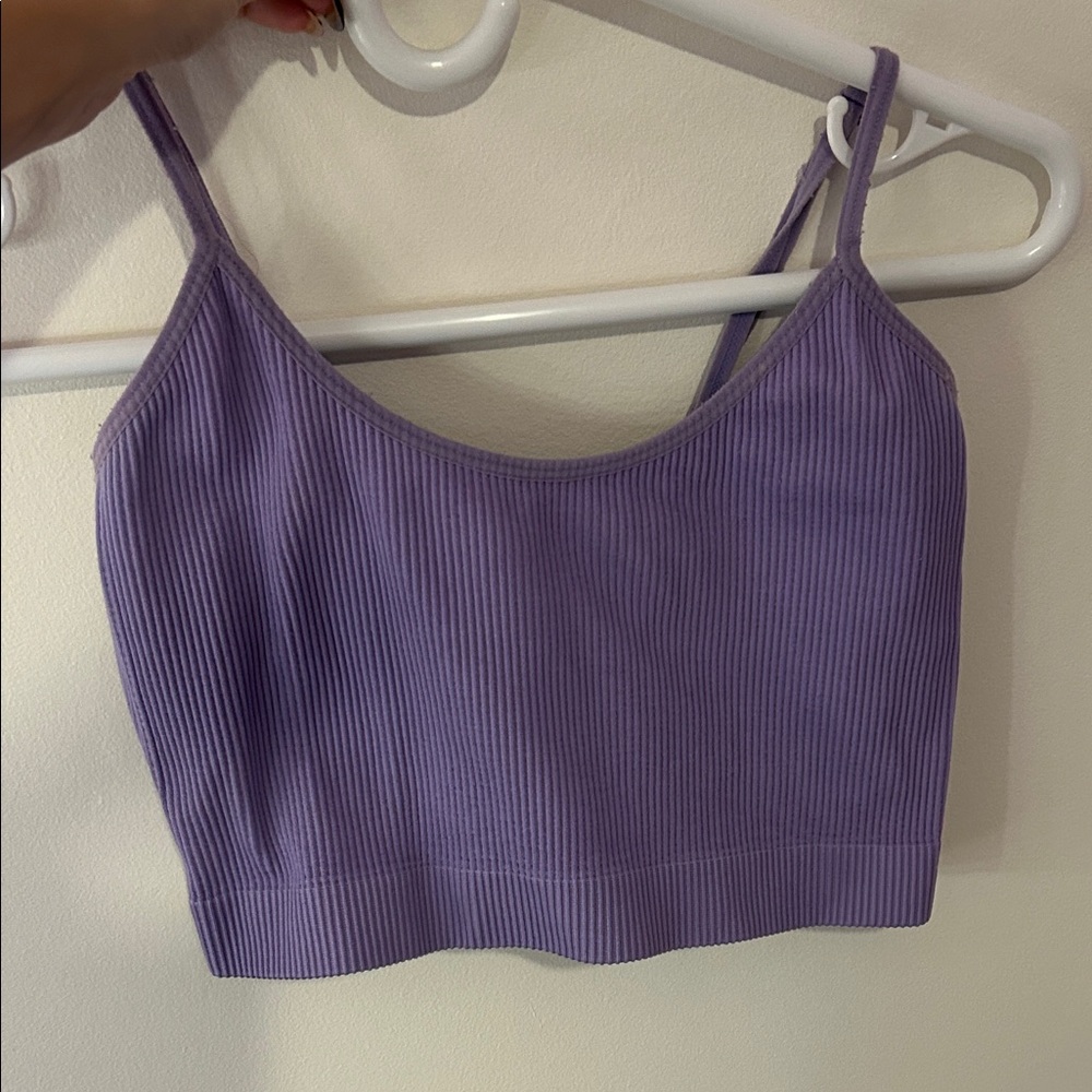Lavender Ribbed Spaghetti Strap Crop Top